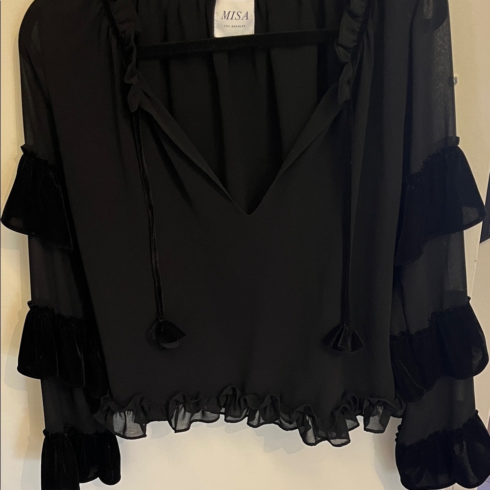 Beautiful Sheer Blouse with Ruffle Detail